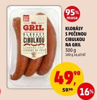 Klobása s pečenou cibulkou Na gril Penny