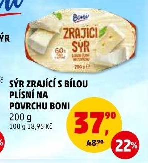 Sýr zrající s bílou plísní na povrchu Boni
