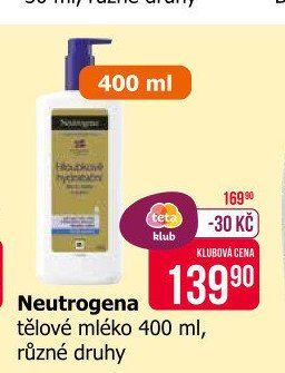 Neutrogena tělové mléko 400 ml, různé druhy