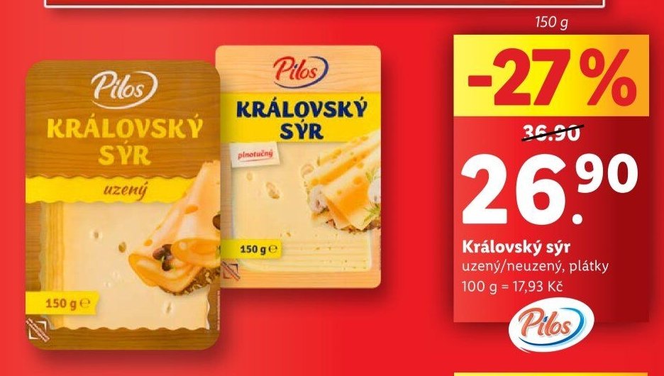 Královský sýr uzený/neuzený, plátky