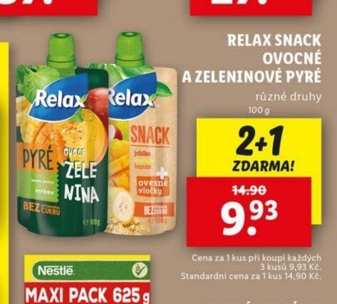 Relax snack ovocné a zeleninové pyré