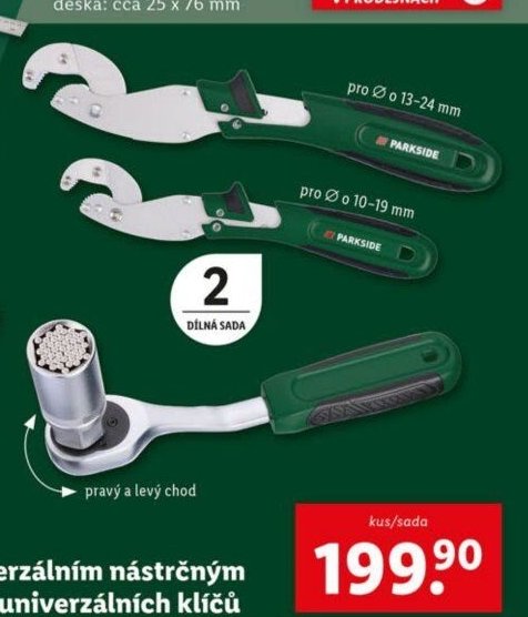 Parkside Ráčna s univerzálním nástrčným klíčem / sada univerzálních klíčů