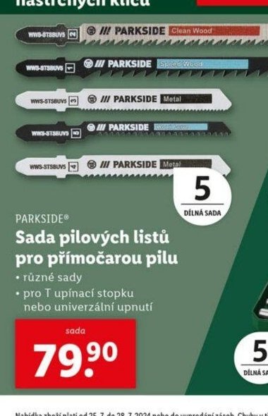 PARKSIDE Sada pilových listů pro přímočarou pilu