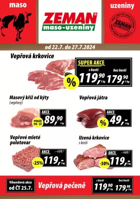 akční leták ZEMAN maso - uzeniny 22.7.2024-27.7.2024