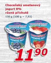 Jogurt smetanový ochucený Choceňský