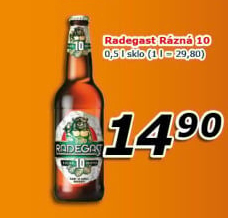 Pivo světlé výčepní Rázná 10° Radegast