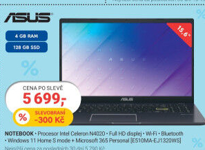 Notebook Asus Vivobook Go 15 E510MA-EJ1320WS