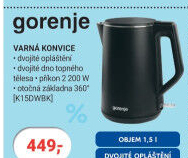 Rychlovarná konvice K15DWBK Gorenje