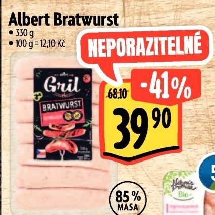 Grilovací klobása bratwurst Albert Gril