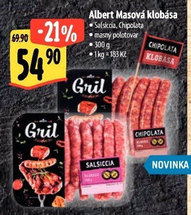 Klobása masová Chipolata Gril Albert