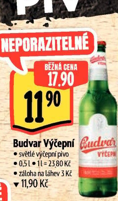 Pivo světlé výčepní Budweiser Budvar