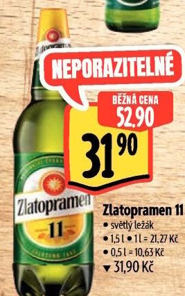Pivo světlý ležák 11° Zlatopramen