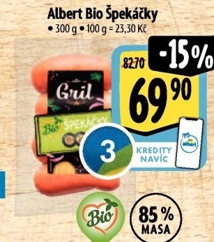 Špekáčky Bio Albert Gril