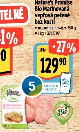 Vepřová pečeně bez kosti marinovaná bio Nature'