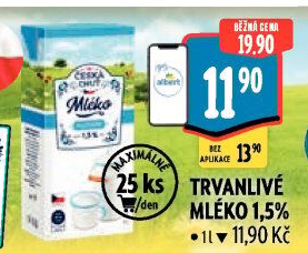 Mléko trvanlivé Česká chuť - 1,5% polotučné
