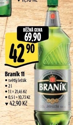 Pivo světlý ležák 11° Jedenáctka Braník