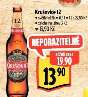 Pivo světlý ležák Královský 12° Krušovice