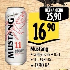 Pivo světlý ležák Mustang 11° Ostravar