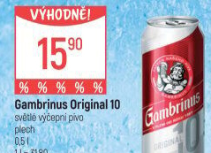 Pivo světlé výčepní Originál 10° Gambrinus