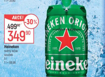 Pivo světlý ležák Heineken - soudek