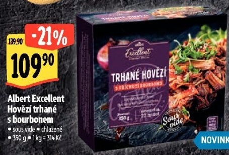Hovězí trhané maso bourbon Sous vide Albert Excellent