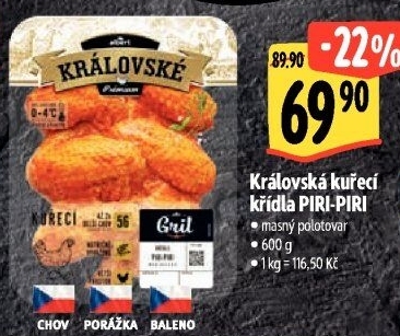 Kuřecí křídla Piri-Piri Královská Albert Gril