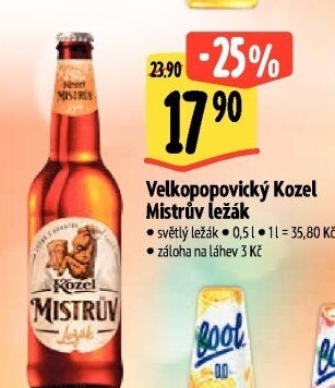 Pivo Mistrův světlý ležák Velkopopovický Kozel