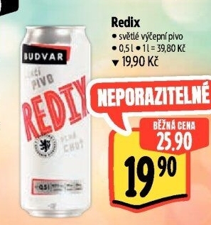 Pivo světlé výčepní Redix Budweiser Budvar