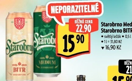 Pivo světlý ležák 11° Medium Starobrno