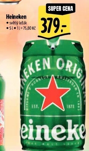 Pivo světlý ležák Heineken - soudek