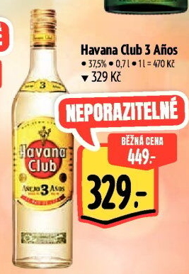 Rum kubánský bílý Aňejo 3 Anos Havana club
