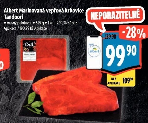 Vepřová krkovice marinovaná bez kosti Tandoori Albert Gril