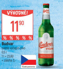 Pivo světlé výčepní Budweiser Budvar