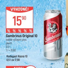 Gambrinus Original 10 světlé výčepní pivo
