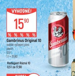 Gambrinus Original 10 světlé výčepní pivo