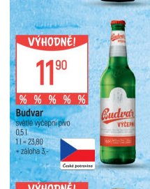 Budvar světlé výčepní pivo