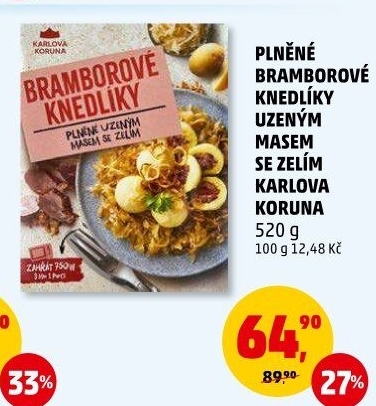 Bramborové knedlíky s uzeným masem Karlova Koruna