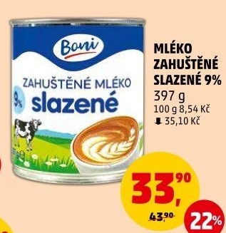 Mléko zahuštěné slazené 9% Boni