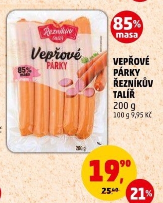 Párky vepřové Řezníkův talíř