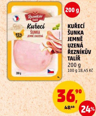 Šunka kuřecí jemně uzená Řezníkův talíř