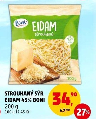 Sýr Eidam 45% strouhaný Boni