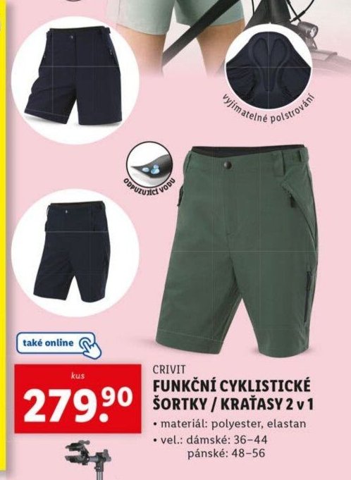 CRIVIT FUNKČNÍ CYKLISTICKÉ ŠORTKY / KRAŤASY 2 v 1