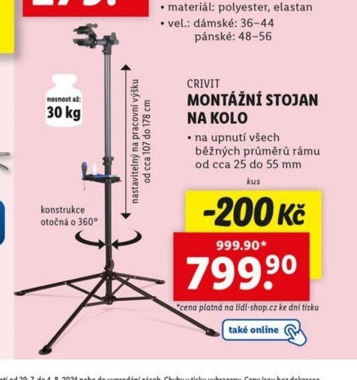 CRIVIT MONTÁŽNÍ STOJAN NA KOLO