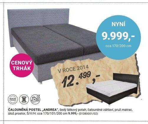 ČALOUNĚNÁ POSTEL „ANDREA“ - Möbelix akcniletaky.com