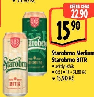Pivo světlý ležák 11° Medium Starobrno