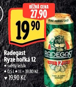 Pivo světlý ležák 12° Ryze hořká Radegast