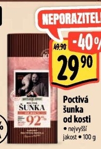 Šunka od kosti poctivá nejvyšší jakosti Kostelecké uzeniny