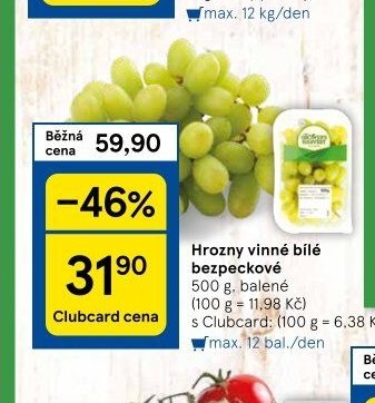 Hrozny vinné bílé bezpeckové