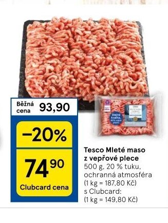 Tesco Mleté maso z vepřové plece