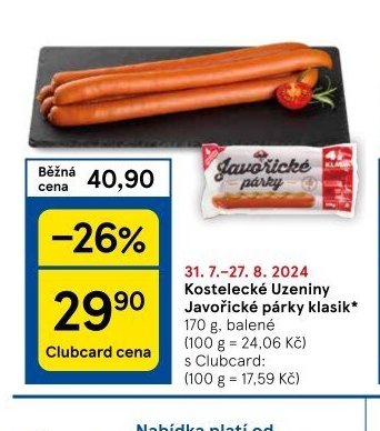 Kostelecké Uzeniny Javořické párky klasik